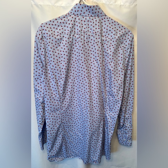 Bonobos Daily Grind Wrinkle Free Dress Shirt M 15.5 32 Sleeve Blue Flower Print - Picture 5 of 9